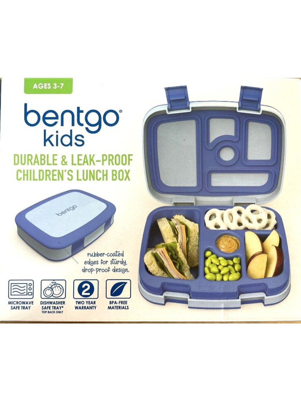 Bentgo Kids Lunch Box Bento-Styled Durable & Leak Proof Blue Age 3-7